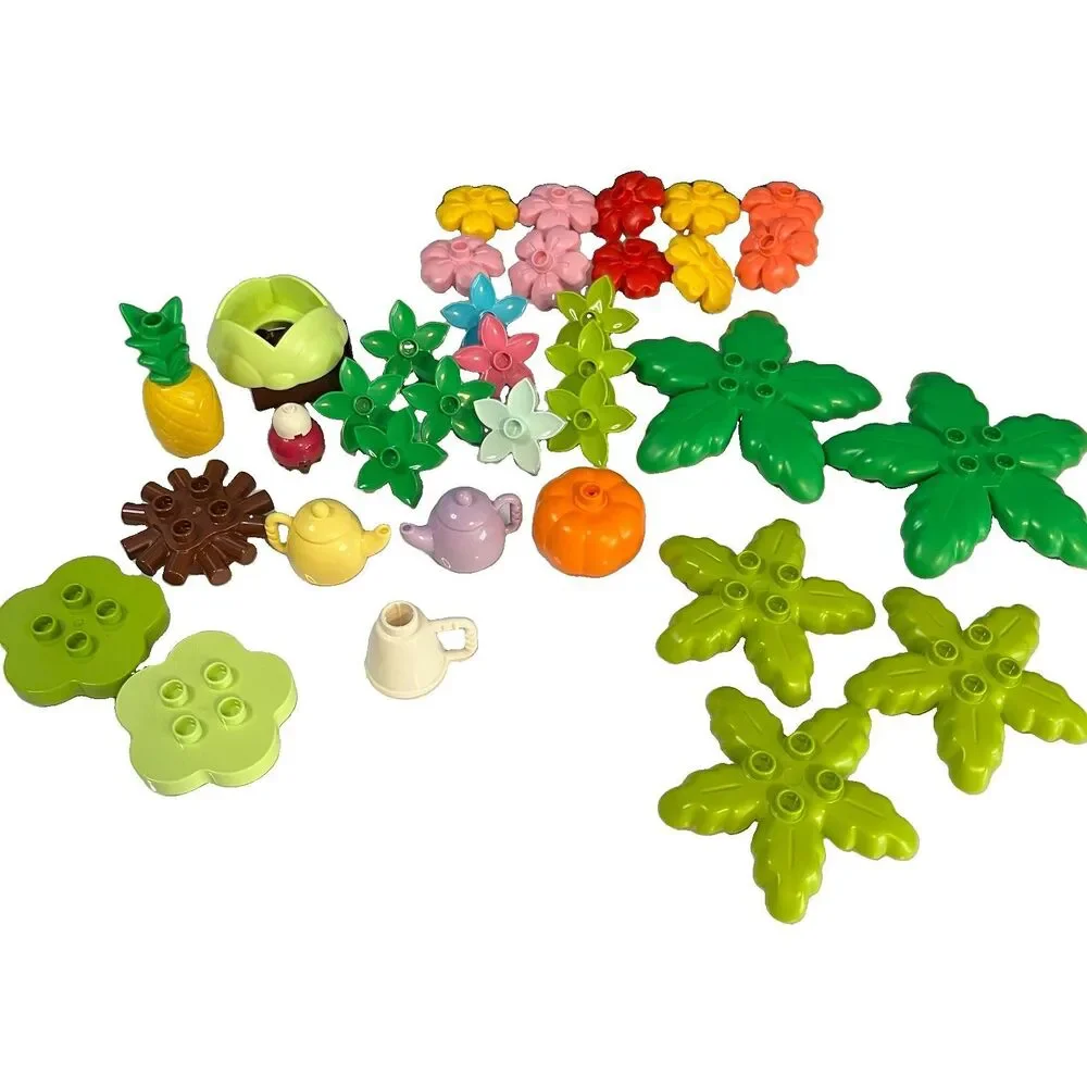 LEGO DUPLO Unique Lot Of 35 Pieces Palms, Flowers, Teapots, Pineapple - Picture 2 of 9